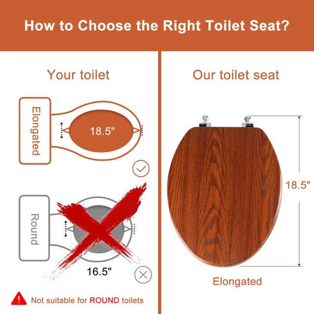 Alt view image 3 of 7 - Wood Toilet Seat with Zinc Alloy Hinges (Elongated, Brownish Yellow) Elongated Toilet Seat, Anti-Pinch Bumpers, Adjustable Hinges, Easy to Install and Clean