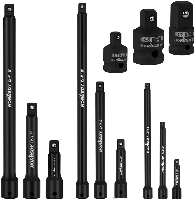 Main image of 12Pcs Socket Extension Set, 1/4", 3/8" and 1/2" Impact Drive Socket Extension, Socket Adapters, Drive Tool Accessory, CR-V Steel