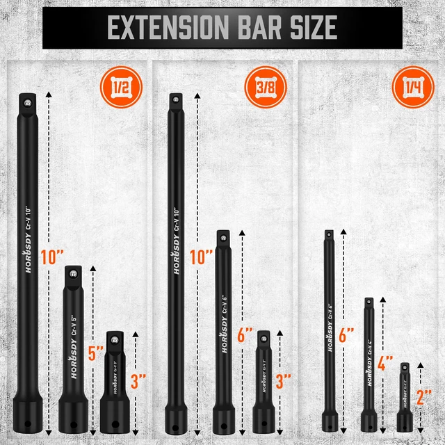 Alt view image 2 of 7 - 12Pcs Socket Extension Set, 1/4", 3/8" and 1/2" Impact Drive Socket Extension, Socket Adapters, Drive Tool Accessory, CR-V Steel