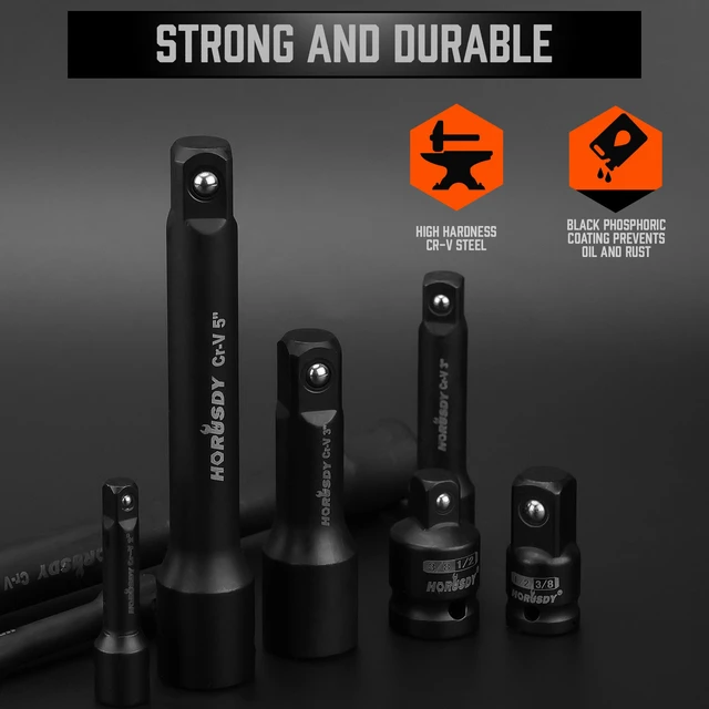 Alt view image 4 of 7 - 12Pcs Socket Extension Set, 1/4", 3/8" and 1/2" Impact Drive Socket Extension, Socket Adapters, Drive Tool Accessory, CR-V Steel