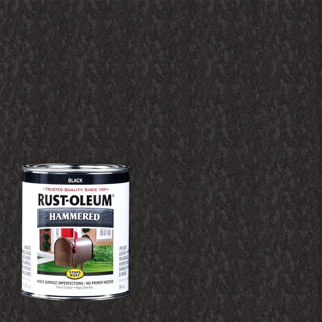 Alt view image 2 of 7 - Stops Rust Brush On Protective Enamel Paint, Hammered Black Rust and Corrosion Resistant, Indoor and Outdoor Durability, Beautiful Finish on Metal, Wood and More, Quart, 2 Pack