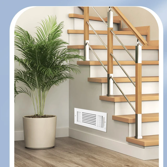 Alt view image 3 of 6 - 6 Pack Wall Vent Covers Interior Size 10 X 4 Inch, White Steel 3 Way Adjustable Air Flow, Steel Construction for Ceiling Sidewall Bathroom Office HVAC, Durable Register Grilles