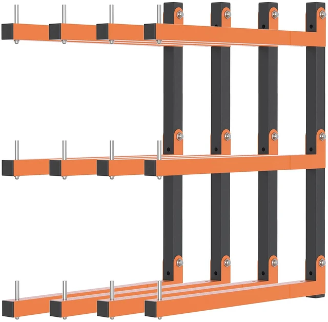 Main image of Lumber Rack Wall Mount, Lumber Storage Rack, Heavy Duty Wood Storage Racks with 6-Level System, 720 lb Sturdy Garage Wood Organizer, Orange Lumber Metal Racks for Indoor and Outdoor (4 PACK)