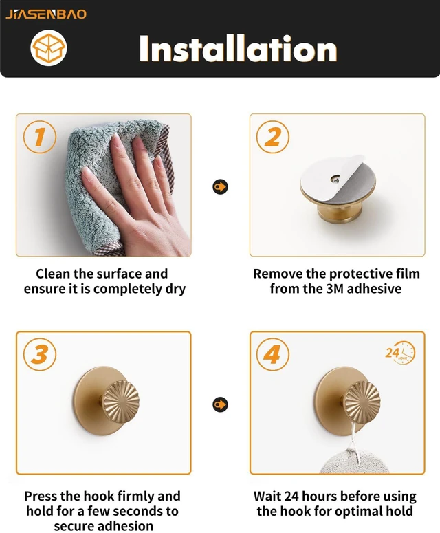 Alt view image 3 of 7 - 4 Pack Adhesive Coat Hooks for Bathrooms Champagne Bronze Wall Robe Towel Hooks for Hanging Kitchen Decorative Heavy Duty Zinc Alloy
