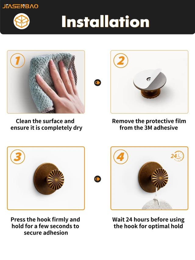 Alt view image 3 of 7 - 4 Pack Adhesive Coat Hooks for Bathrooms Antique Brass Wall Robe Towel Hooks for Hanging Kitchen Decorative Heavy Duty Zinc Alloy