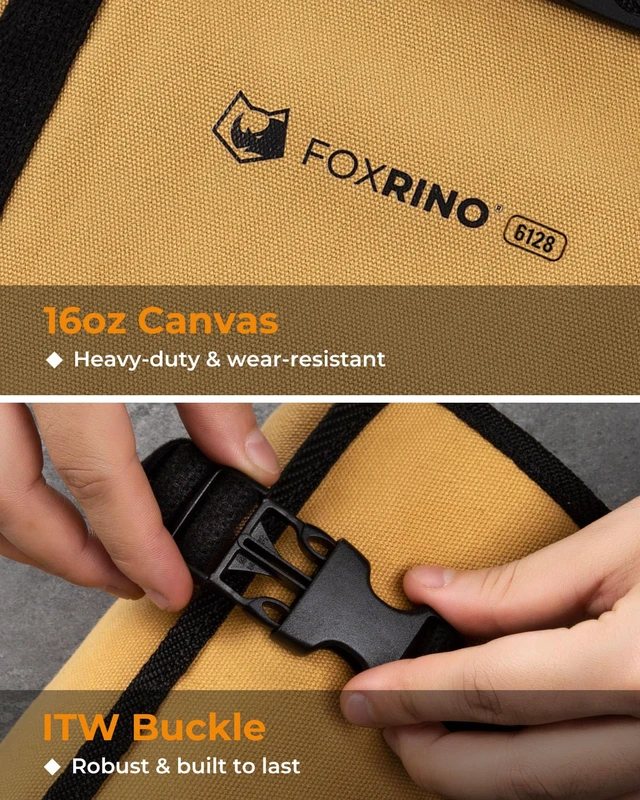 Alt view image 4 of 6 - Wrench Roll, Wrench Roll Up Pouch, 17-Pocket Heavy Duty Canvas Wrench Organizer Bag for Metric Combination Wrenches, Portable Tool Roll Bag, Gifts for Men for Fathers Day(Brown, 17+1 SAE)