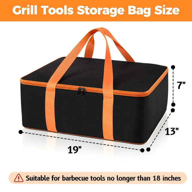 Alt view image 2 of 6 - Grill Utensil Storage Bag for Outdoor Grilling, 19 x 13 x 7in, Black 1680D Oxford fabric, large capacity grill tool storage bag, accessories storage compatible with Blackstone griddle
