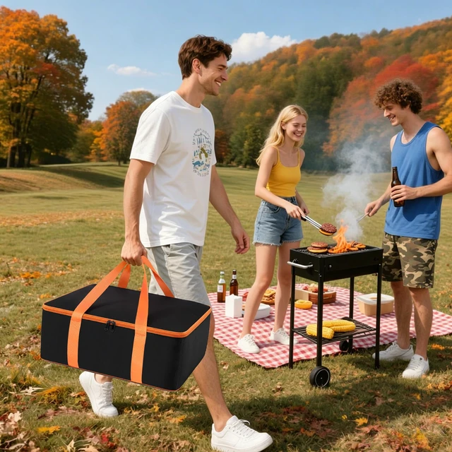 Alt view image 6 of 6 - Grill Utensil Storage Bag for Outdoor Grilling, 19 x 13 x 7in, Black 1680D Oxford fabric, large capacity grill tool storage bag, accessories storage compatible with Blackstone griddle