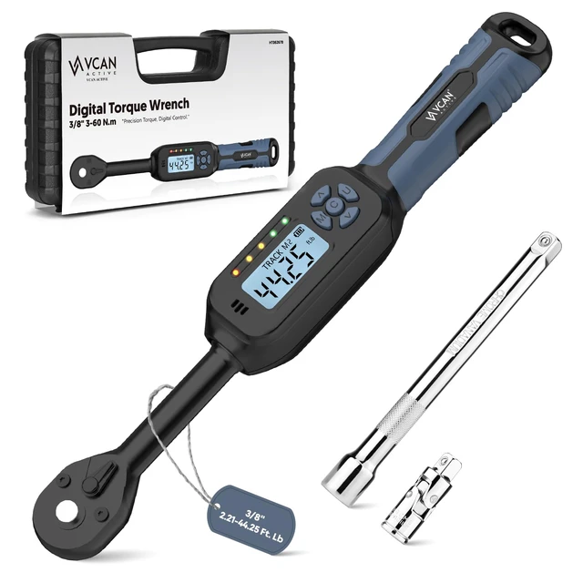 Main image of Torque Wrench Digital ±1% Average test accuracy 3/8 Torque Wrench Digital (2.21-44.25 Ft.Lb) Digital Torque Wrench with Buzzer&LED Flash Universal Joint&6" Extension Bar for Bike Moto Car