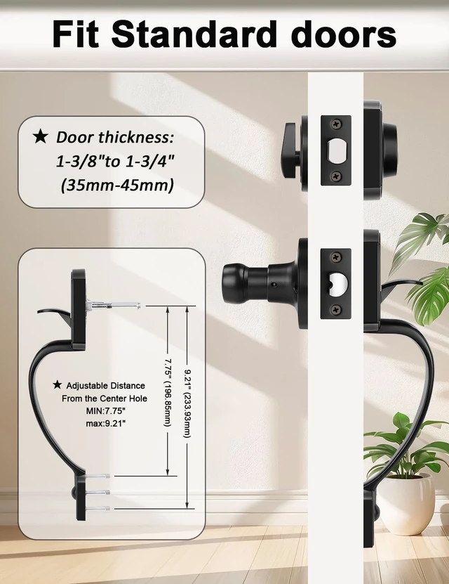 Alt view image 6 of 7 - Black Front Door Handle and Deadbolt Set, Front Door Lock Set 250,000 Cycles Durability, Front Door Handle with Reversible Handle, No Extra Drilling, Entry Hardware for Front & Back Door