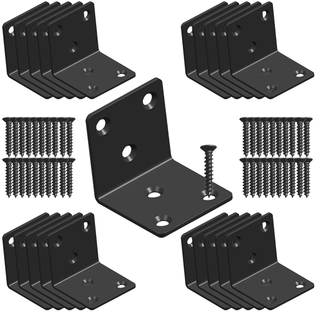 Main image of Black Stainless Steel Shelf Bracket,Joint Right Angle Bracket,L Shape Heavy Duty Metal Corner Brace Shelf Supporter for Wood (20, 2x2x2)