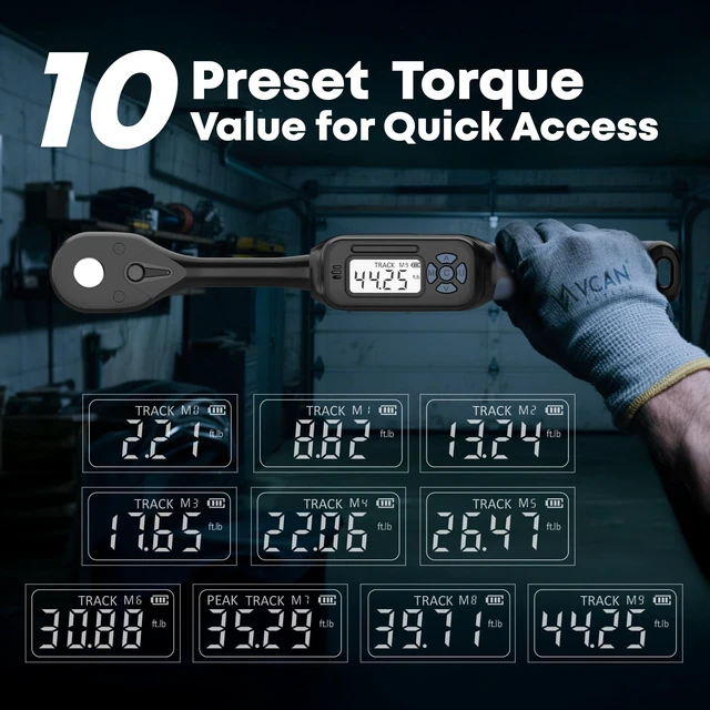 Alt view image 6 of 7 - Torque Wrench Digital ±1% Average test accuracy 3/8 Torque Wrench Digital (2.21-44.25 Ft.Lb) Digital Torque Wrench with Buzzer&LED Flash Universal Joint&6" Extension Bar for Bike Moto Car