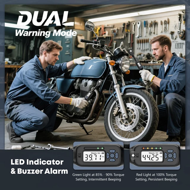 Alt view image 7 of 7 - Torque Wrench Digital ±1% Average test accuracy 3/8 Torque Wrench Digital (2.21-44.25 Ft.Lb) Digital Torque Wrench with Buzzer&LED Flash Universal Joint&6" Extension Bar for Bike Moto Car