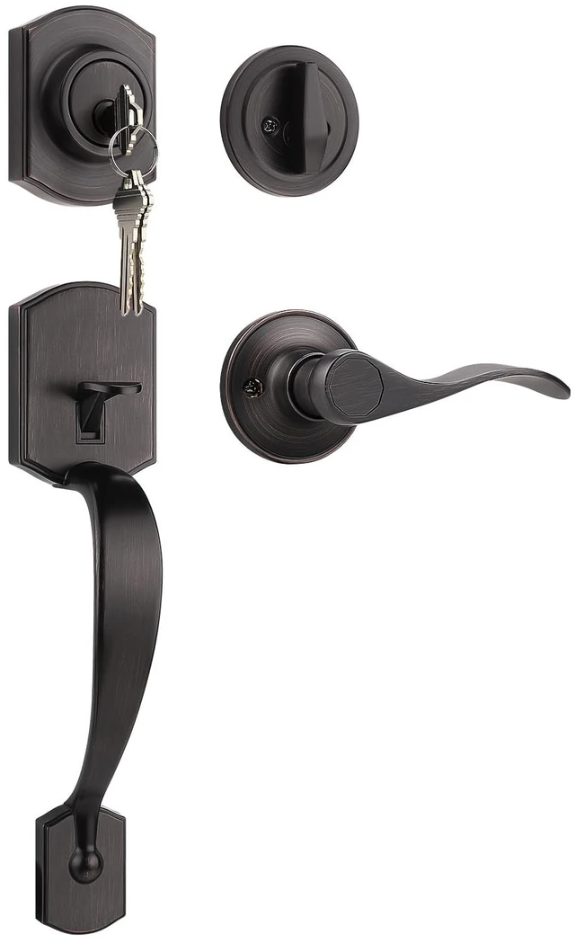 Main image of Front Door Handle and Deadbolt Set, Zinc Alloy Front Door Lock Set Oil-Rubbed Bronze Finish, 250,000 Cycles Durability, Adjustable Latch, No Extra Drilling, for Front & Back Door
