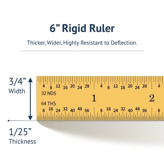 Alt view image 7 of 7 - 6"/150mm TiN Coated Metal Ruler, Rigid, English & Metric MADE IN USA, Fully Hardened Steel, Titanium Nitride Coating, Etched, Extreme Scratch Resistant, Durable, inch & mm Graduation