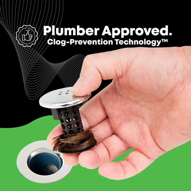 Alt view image 6 of 7 - Chrome Edition Revolutionary Bathroom Sink Drain Protector Hair Catcher, Strainer, Snare, Black