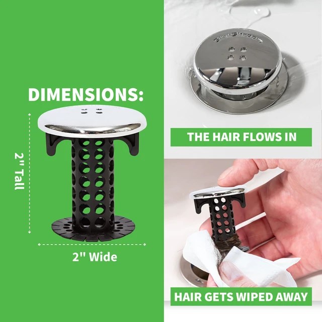 Alt view image 4 of 7 - Chrome Edition Revolutionary Bathroom Sink Drain Protector Hair Catcher, Strainer, Snare, Black
