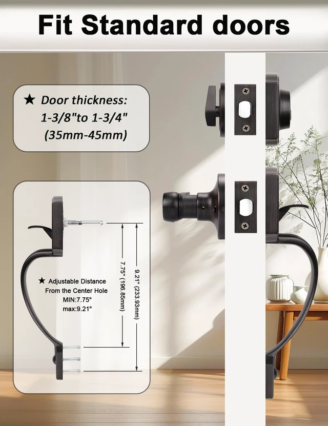 Alt view image 5 of 7 - Front Door Handle and Deadbolt Set, Zinc Alloy Front Door Lock Set Oil-Rubbed Bronze Finish, 250,000 Cycles Durability, Adjustable Latch, No Extra Drilling, for Front & Back Door