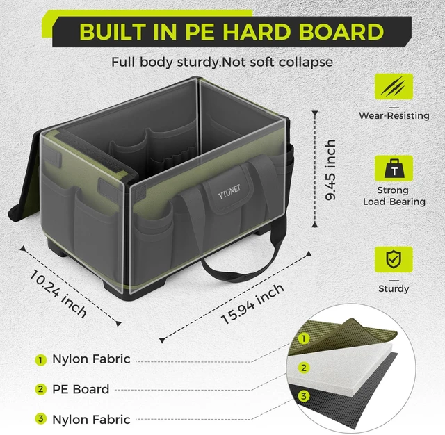 Alt view image 4 of 7 - Heavy Duty Tool Bag 16-Inch, Tool Bags for men Toolbox Organizer Tote Gifts 46 Pockets, Hard Bottom, Waterproof Pocket, 1680D Tear-Proof, Tool Tote for Electrician HVAC Mechanic, Father Day Gifts