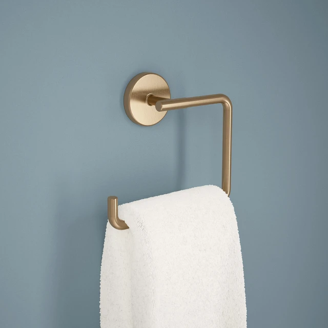 Alt view image 2 of 7 - Hand Towel Holder | Square Champagne Bronze Ring for Hanging Towels in Kitchen, Bathroom | Trinsic Accessories