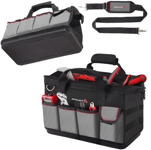 Main image of 16.5 Inch Hard & Sturdy Bottom Tool Bag Organizer for Men Waterproof Heavy Duty Tool Bag with Handle, Large Zipper, Ideal for Mechanics Electrician Handyman Hvac, Great Gift for Dad