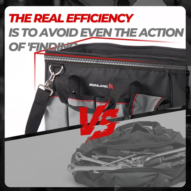 Alt view image 5 of 6 - 16.5 Inch Hard & Sturdy Bottom Tool Bag Organizer for Men Waterproof Heavy Duty Tool Bag with Handle, Large Zipper, Ideal for Mechanics Electrician Handyman Hvac, Great Gift for Dad