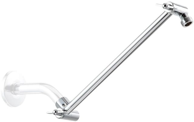 Main image of 11 inch Shower Head Extension Arm, Adjustable Height & Angle Shower Arm Extender with Locking Nut, Universal G1/2 Connector for Fixed and Handheld Showerhead, Chrome