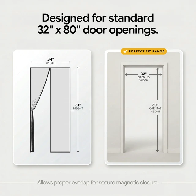 Alt view image 2 of 7 - Magnetic Fiberglass Screen Door - Self Sealing, Heavy Duty, Hands Free Mesh Partition Keeps Bugs Out - Door Screen Magnetic Closure - Patent Pending Keep Open Feature - 34 Inch x 81 Inch