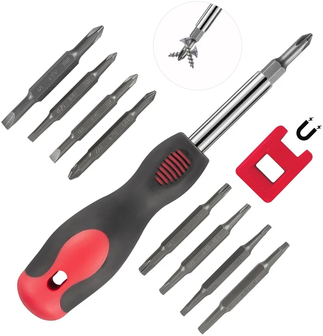 Main image of SUNHZMCKP 18-in-1 Screwdriver, Portable screwdriver set, Slotted/Philips/Pozi/Torx/Square Multi-Purpose Screwdriver and Magnetizer Demagnetizer with Storage bag