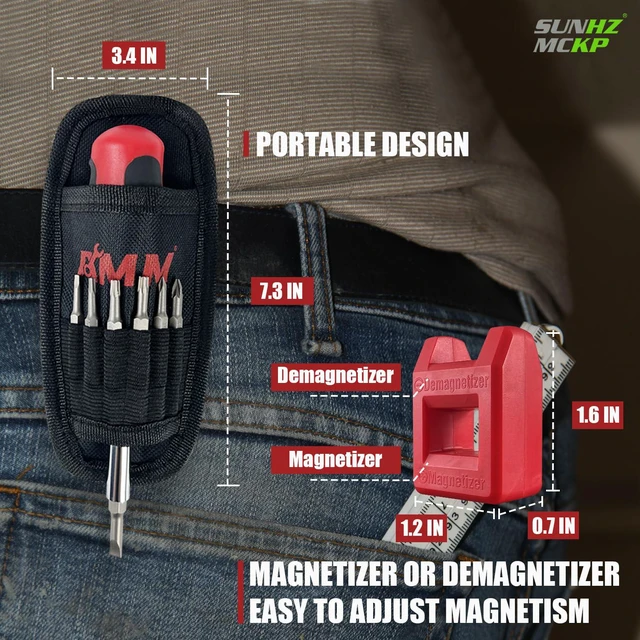 Alt view image 3 of 6 - SUNHZMCKP 18-in-1 Screwdriver, Portable screwdriver set, Slotted/Philips/Pozi/Torx/Square Multi-Purpose Screwdriver and Magnetizer Demagnetizer with Storage bag