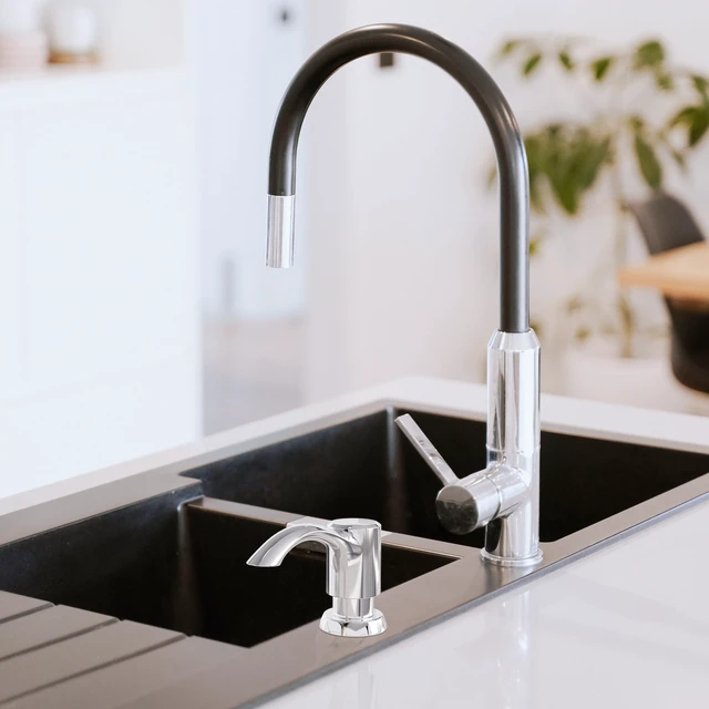 Alt view image 4 of 7 - Built-in Kitchen Sink Soap Dispenser with Extension Tube Kit - Chrome Finish, Leak-Proof Design, No Top Refill Required (39" Tube)