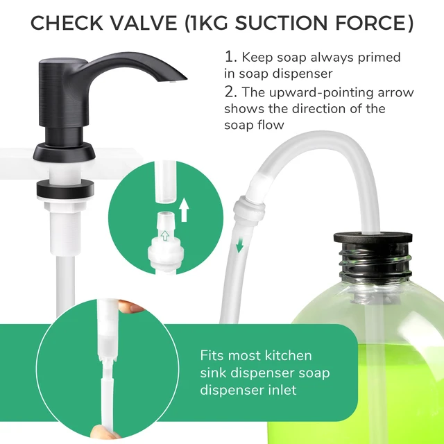 Alt view image 3 of 7 - Built-in Kitchen Sink Soap Dispenser with Extension Tube Kit - Oil-Rubbed Bronze Finish, Leak-Proof Design, No Top Refill Required (39" Tube)