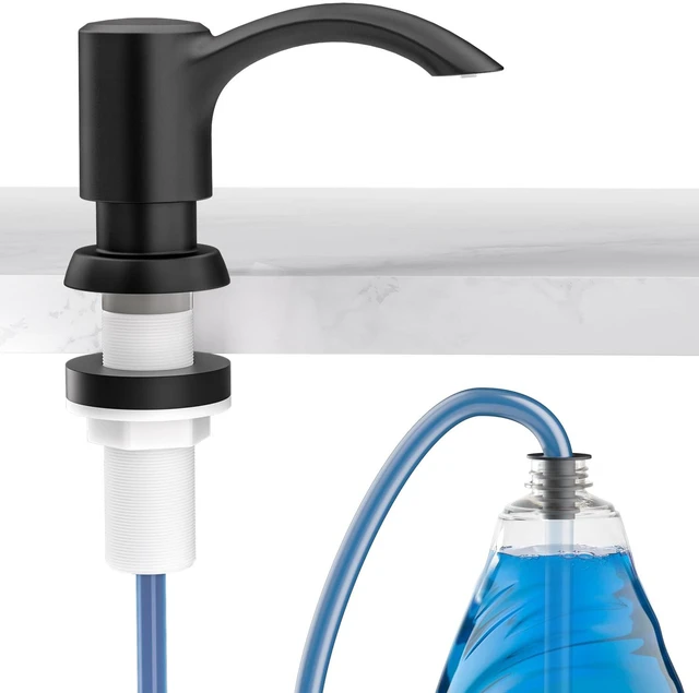 Main image of Built-in Kitchen Sink Soap Dispenser with Extension Tube Kit - Matte Black Finish, Leak-Proof Design, No Top Refill Required (39" Tube)