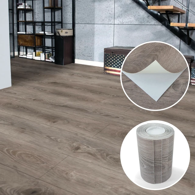 Alt view image 2 of 7 - Wood Textured Peel and Stick Vinyl Floor Tiles, 40-Pack, Teak Rigid Surface, Waterproof, Fire-Proof, Self-Adhesive, Easy to Clean, Cover 60 sq.ft, Ideal for Bedroom, Living Room, Kitchen
