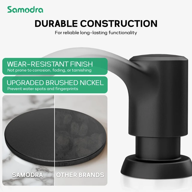 Alt view image 5 of 7 - Built-in Kitchen Sink Soap Dispenser with Extension Tube Kit - Matte Black Finish, Leak-Proof Design, No Top Refill Required (39" Tube)