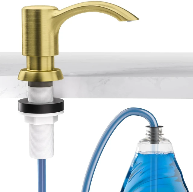 Main image of Built-in Kitchen Sink Soap Dispenser with Extension Tube Kit - Gold Brushed Finish, Leak-Proof Design, No Top Refill Required (39" Tube)
