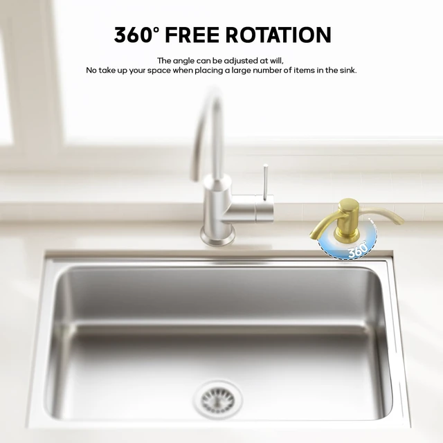 Alt view image 2 of 7 - Built-in Kitchen Sink Soap Dispenser with Extension Tube Kit - Gold Brushed Finish, Leak-Proof Design, No Top Refill Required (39" Tube)