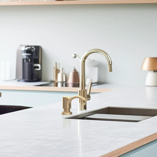 Alt view image 4 of 7 - Built-in Kitchen Sink Soap Dispenser with Extension Tube Kit - Gold Brushed Finish, Leak-Proof Design, No Top Refill Required (39" Tube)