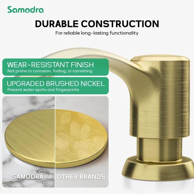 Alt view image 5 of 7 - Built-in Kitchen Sink Soap Dispenser with Extension Tube Kit - Gold Brushed Finish, Leak-Proof Design, No Top Refill Required (39" Tube)
