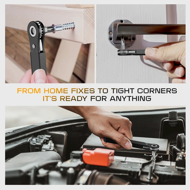 Alt view image 6 of 7 - Right Angle Screwdriver Set: Mini Ratchet Screwdriver with Low Profile Offset Handle, Tamper Proof Torx, Hex Bits, Square Drive Bit, EDC Tool Set for Tight Spaces, Christmas Gifts for Men Dad Husband