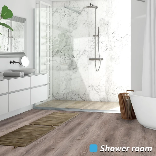 Alt view image 4 of 7 - Wood Textured Peel and Stick Vinyl Floor Tiles, 40-Pack, Teak Rigid Surface, Waterproof, Fire-Proof, Self-Adhesive, Easy to Clean, Cover 60 sq.ft, Ideal for Bedroom, Living Room, Kitchen