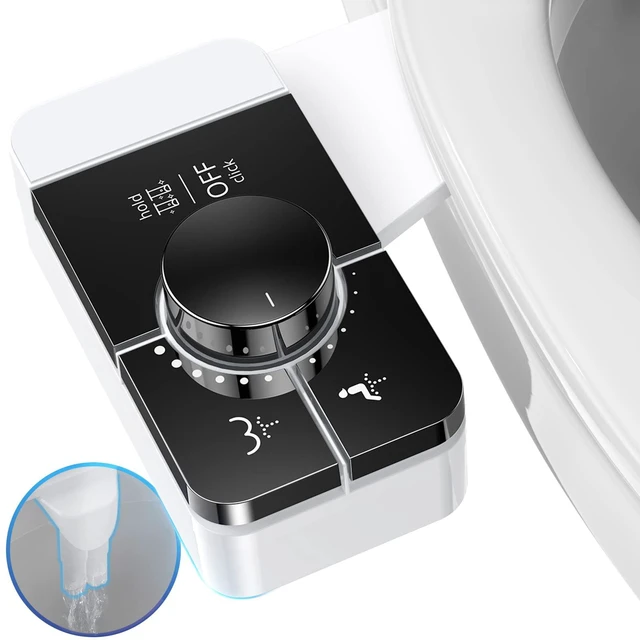 Main image of Bidet Attachment for Toilet, Ultra-Slim, Self Cleaning, Dual Nozzle, Feminine & Posterior Wash, Fresh Cold Water Sprayer, for Existing Toilets Seat, Baday Beday Badette Bedette, Black