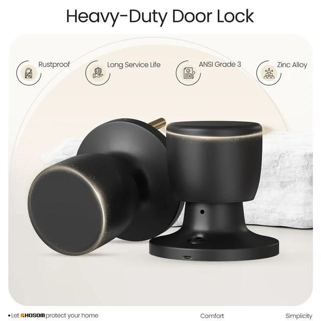 Alt view image 5 of 7 - Passage Door Knob, Matte Black Door Knobs Keyless Doorknobs for Interior Doors, Hallway, Closet and More, No Locking Door Handle 3 Pack