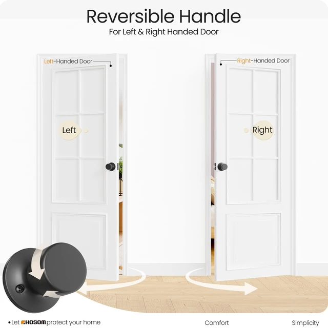 Alt view image 6 of 7 - Passage Door Knob, Matte Black Door Knobs Keyless Doorknobs for Interior Doors, Hallway, Closet and More, No Locking Door Handle 3 Pack