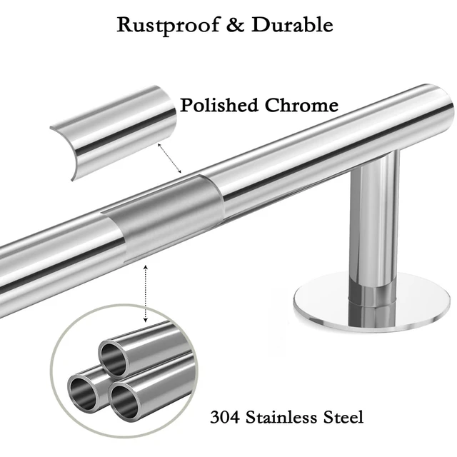 Alt view image 5 of 7 - 3M Towel Bar, 24 Inch #304SS Chrome No Drill Self Adhesive Bathroom Towel Rod Wall Mounted