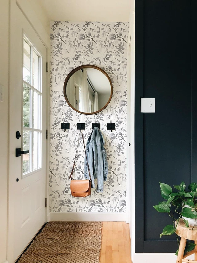 Alt view image 7 of 7 - Gray Floral Peel and Stick Wallpaper Floral Contact Paper 17.7 in ×590.5 in Peel and Stick Wall Paper for Bathroom Removable Wallpaper Self Adhesive Waterproof