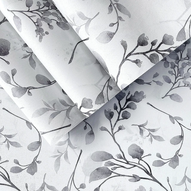 Alt view image 5 of 7 - Gray Floral Peel and Stick Wallpaper Floral Contact Paper 17.7 in ×590.5 in Peel and Stick Wall Paper for Bathroom Removable Wallpaper Self Adhesive Waterproof