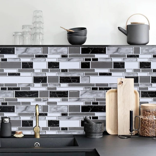 Main image of Kitchen Wallpaper Peel and Stick for Bathroom 11.8inch x 393.7inch Kitchen Contact Paper Backsplash Tiles Wallpaper Peel and Stick Waterproof Countertop Wallpaper for Bathroom Cabinet Vinyl