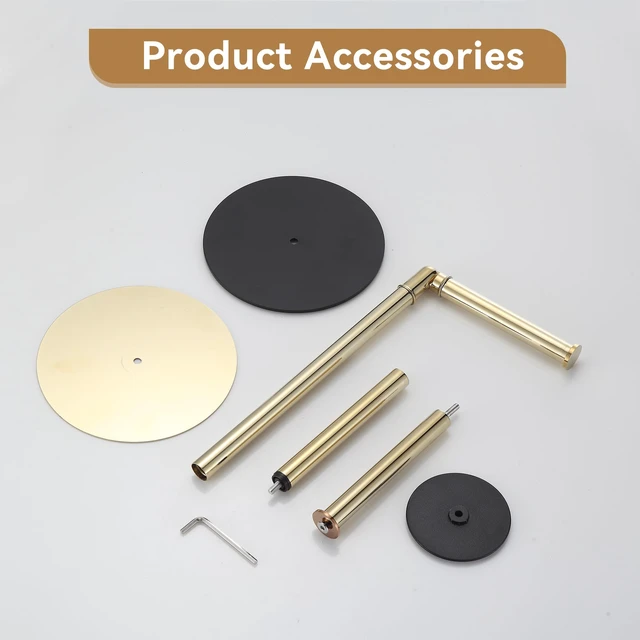 Alt view image 4 of 7 - Freestanding Toilet Paper Holder, Tissue Holder On Floor with Reserve Storage Paper Rolls, Roll Paper Holder Standing On Floor (Polished Gold)