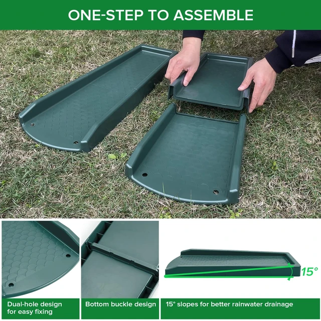 Alt view image 3 of 6 - Splash Blocks for Gutters Downspouts, 24" Downspout Extensions for Rain Water Drainage, Thickened Gutter Splash Guard with Fixing Piles(2 Pack, Green)